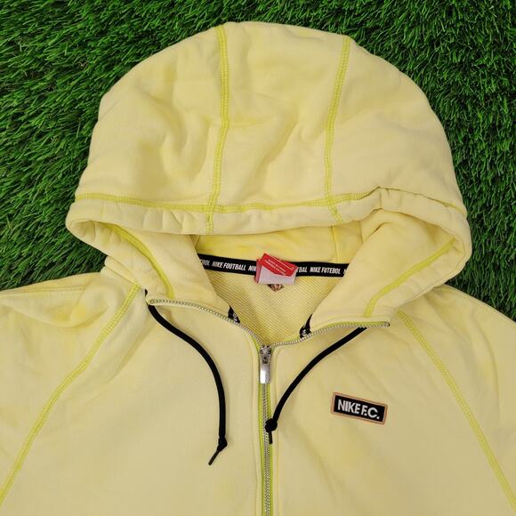 NIKE FC Zip Hoodie Womens Large 24x24 Baggy Boxy Yellow Bleached - Picture 13 of 16